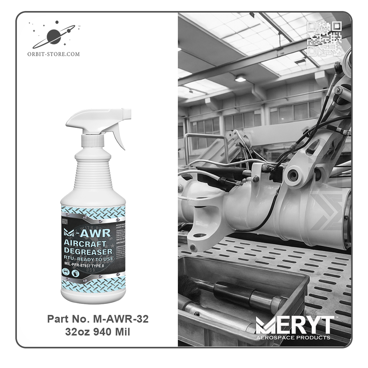 M-AWR-32 Aircraft Degreaser — MIL-PRF-87937D Type II — 32 oz spray bottle (946 mL)