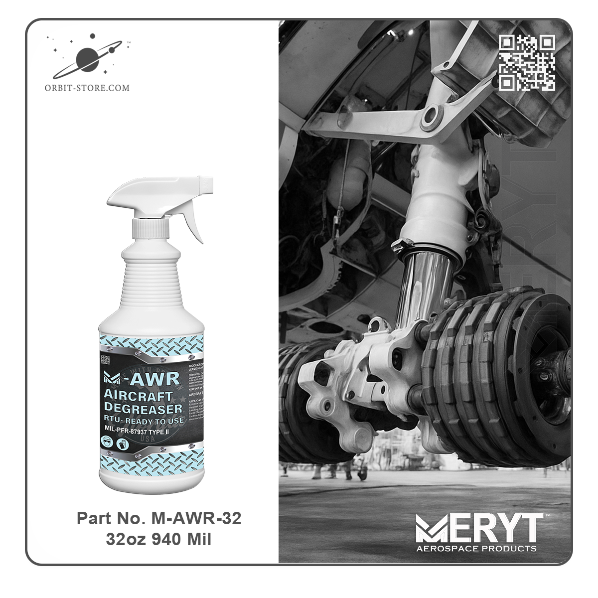 M-AWR-32 Aircraft Degreaser — MIL-PRF-87937D Type II — 32 oz spray bottle (946 mL)