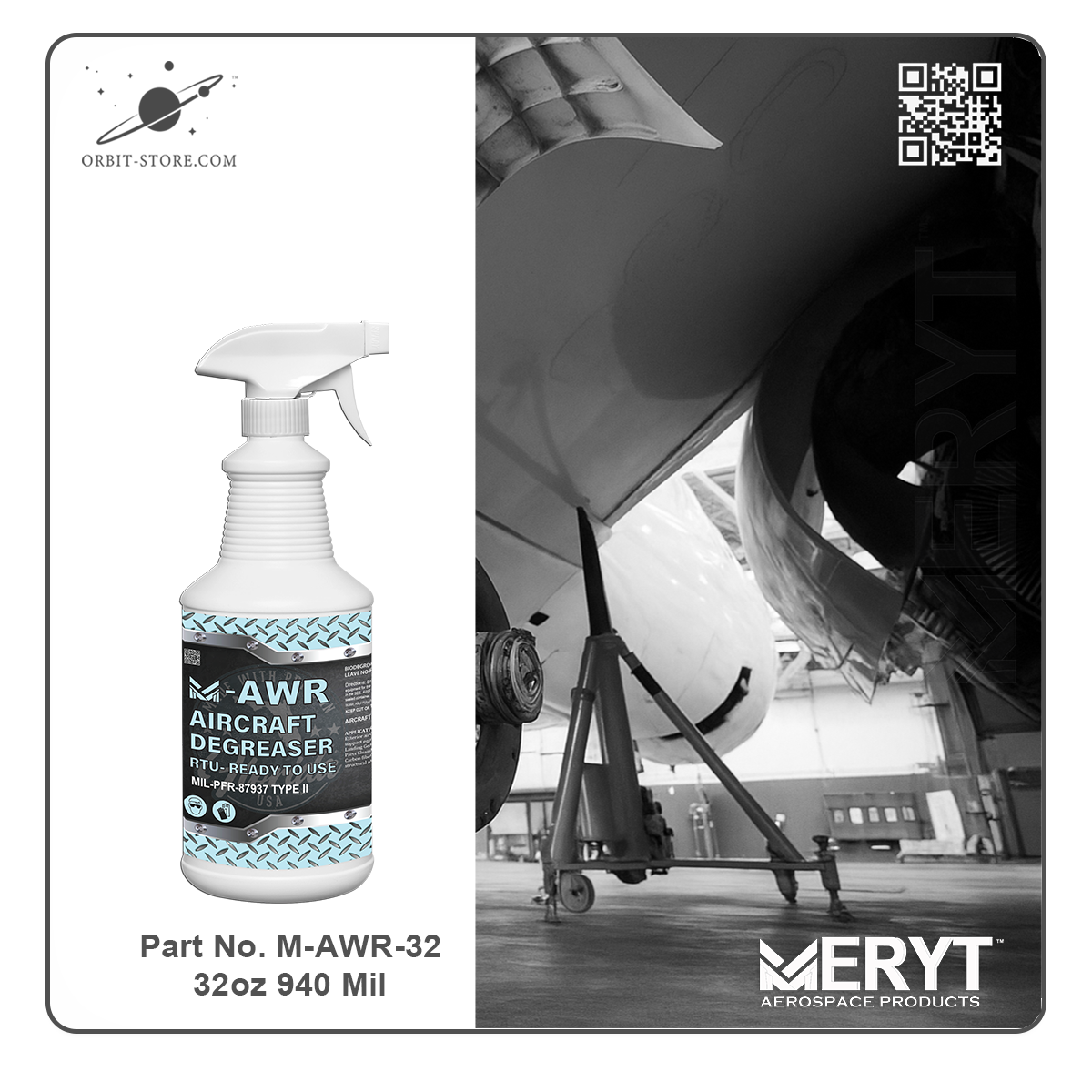 M-AWR-32 Aircraft Degreaser — MIL-PRF-87937D Type II — 32 oz spray bottle (946 mL)