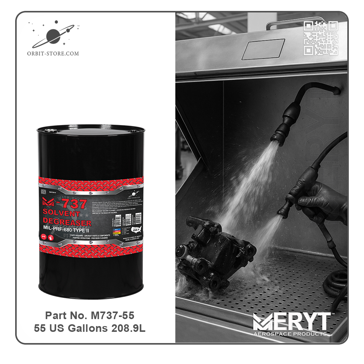 M-737-55 Solvent Degreaser — MIL-PRF-680 Type II — 55 US gallon drum (208.2 L)