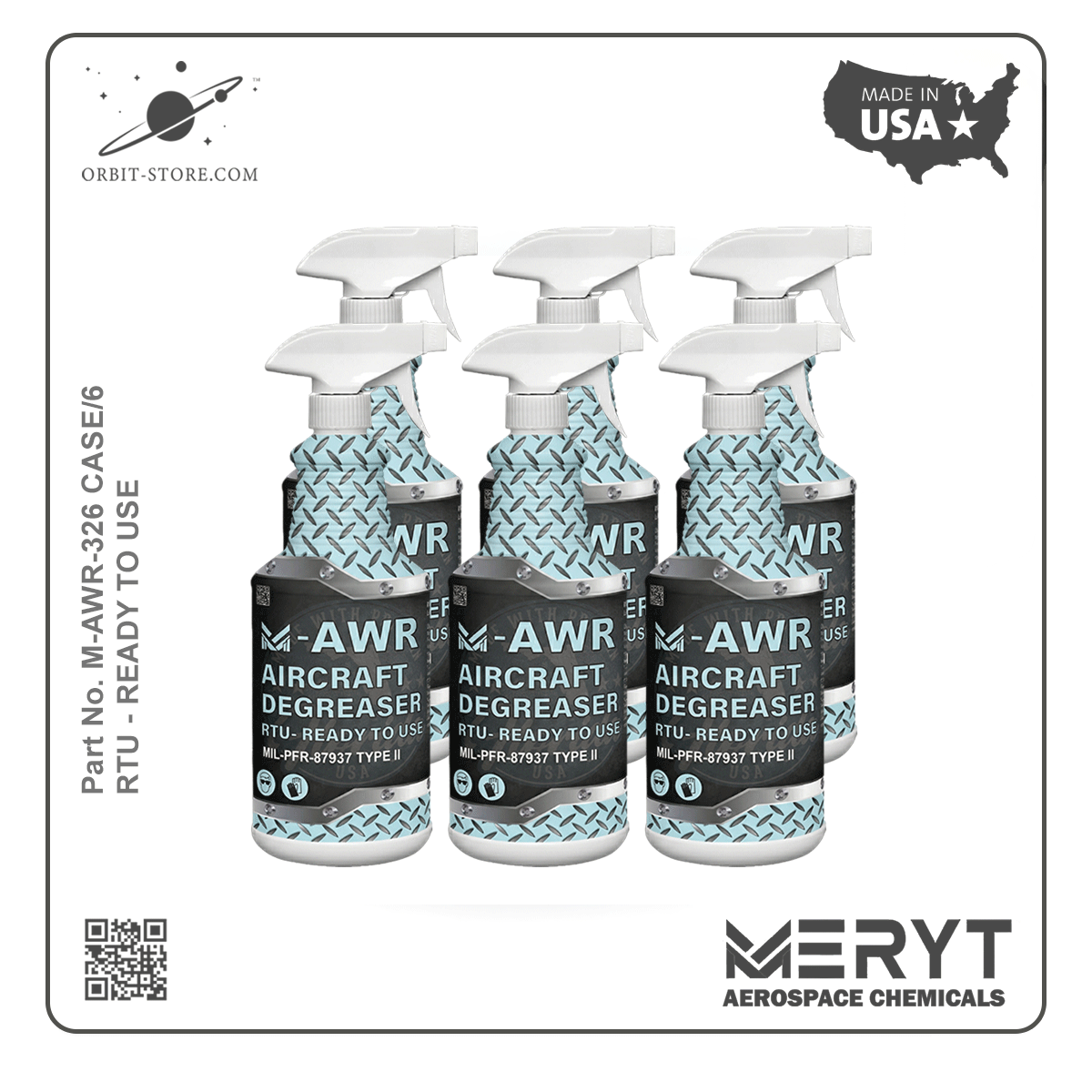 M-AWR-326 Aircraft Degreaser — MIL-PRF-87937D Type II — Case of 6 × 32 oz spray bottles
