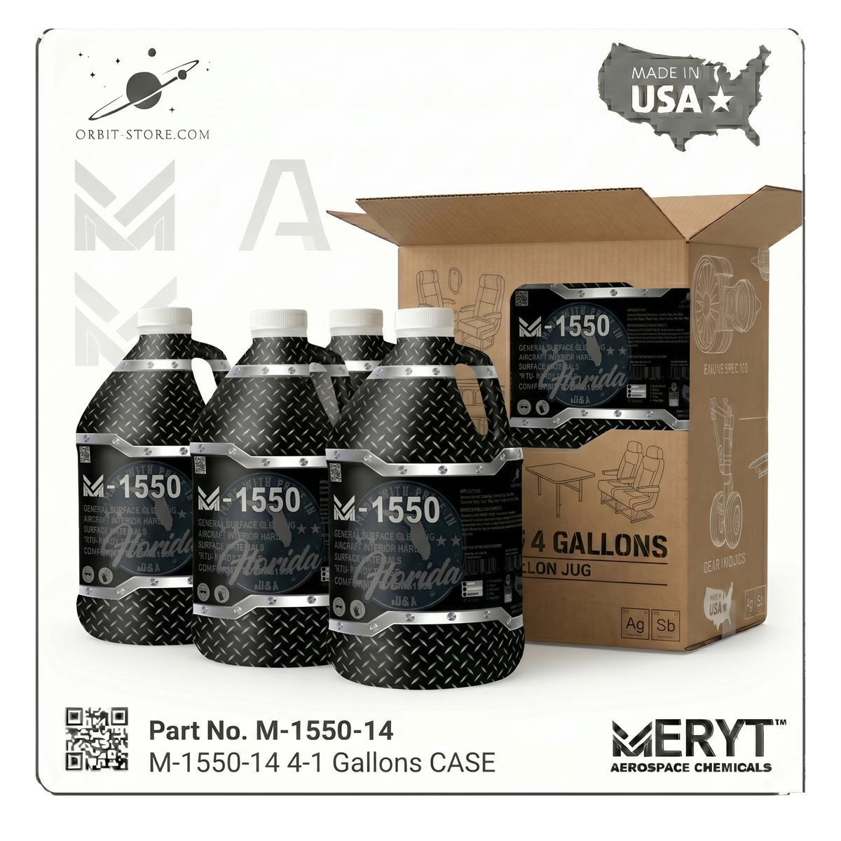 M-1550-14 Aircraft Interior Cleaner — AMS 1550 — Case of 4 × 1 US gallon