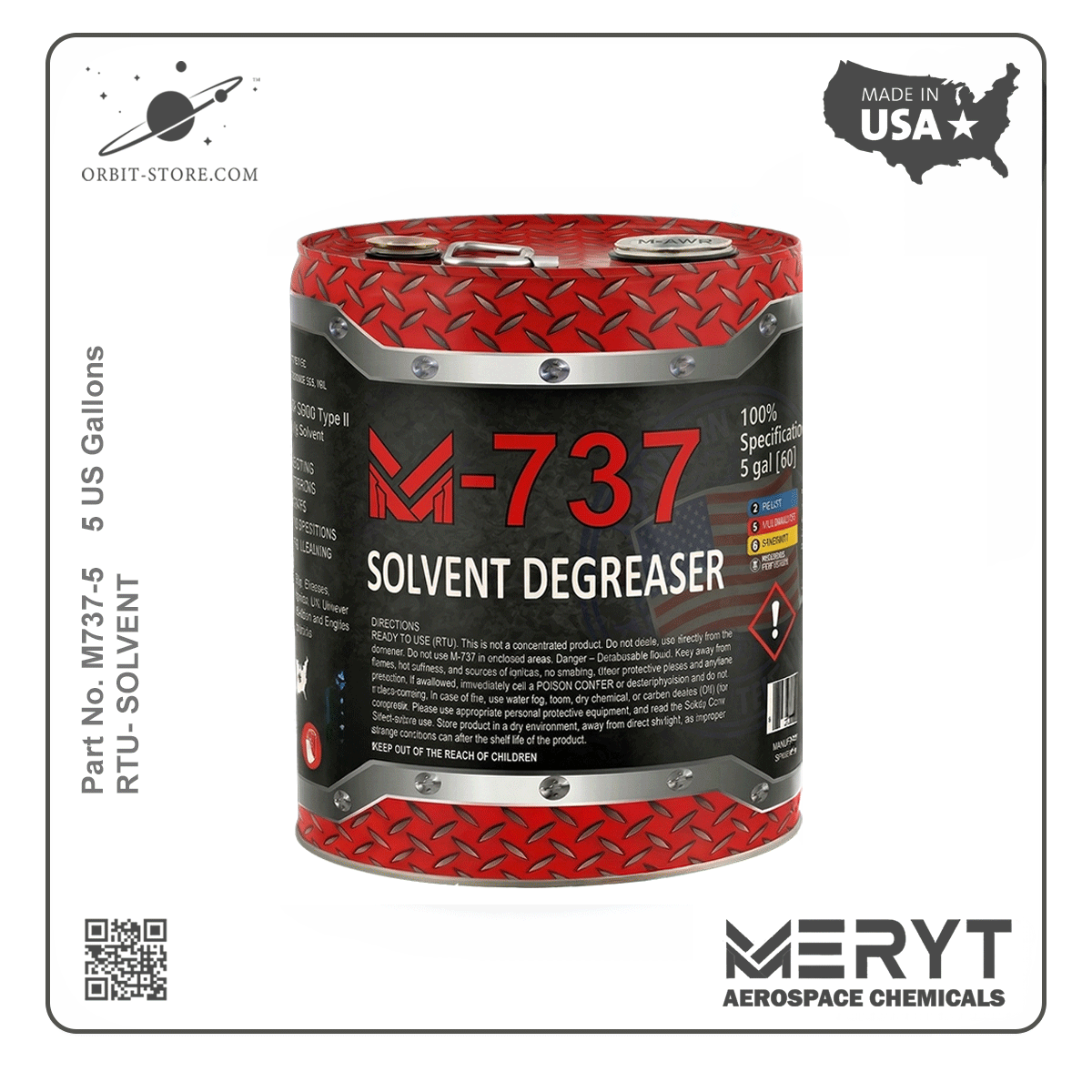 M-737-5 Solvent Degreaser — MIL-PRF-680 Type II — 5 US gallons (18.9 L)